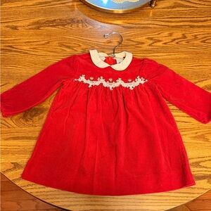 Vintage Red Kids Dress with White Collar